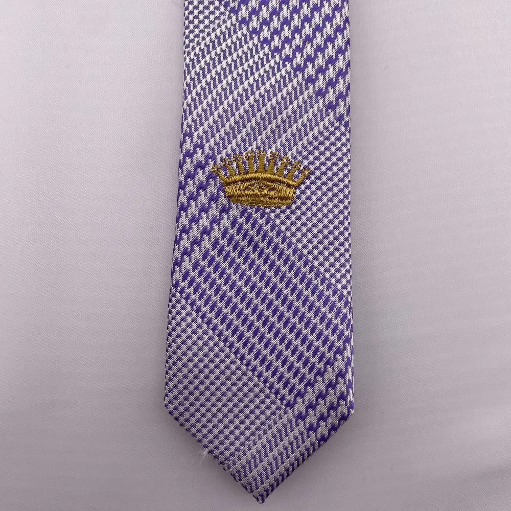 COUNTESS MARA Men's Designer Silk Necktie Purple Plaid Hand Made China 60